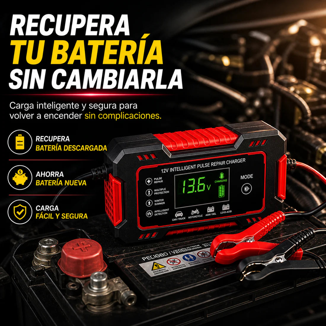 CARGADOR REPARADOR DE BATERIAS PARA AUTO